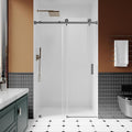 3/8" (10mm) Sliding Glass Shower Door, 50-55" W x 80" H Frameless Bathroom Door with Easy-Cleaning Coating,Space Gray