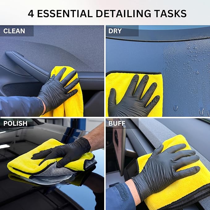 The Pro Stuff® Car Detailing Microfiber Towels - 600 GSM Thick Plush Auto Towels | Super Soft Dual-Sided for Cleaning, Washing, Buffing | Tagless, Scratch-Free, Lint Free Cloth (16"x16") | 12 Pack