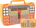 Battery Organizer Storage Holder Box Case with Tester- 269 Batteries Double-Sided Variety Pack, Holds AA AAA 4A C D Cell 9V 3V Lithium LR44 CR2 CR123 CR1632 18650 Button- Yellow (Box Only)