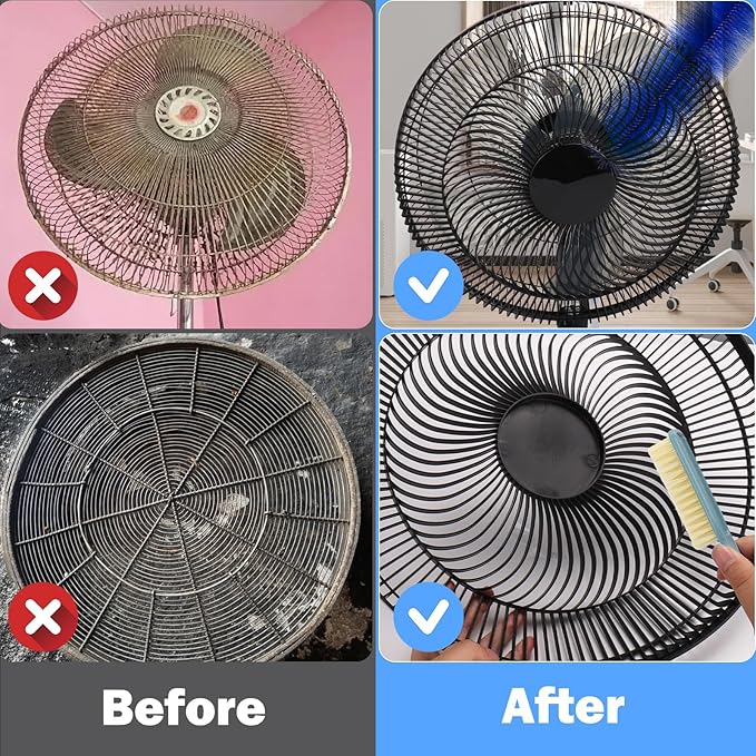 XANGNIER Fan Cleaning Brush Tools Set,10 Pcs Fan Cleaner for Stand up Fan/Desk/Window Exhaust/Box/Oscillating/Standing/Floor/Clip on/Wall/Table/Wall Mount/Pedesta Fan,Bendable Cobweb Duster Remover