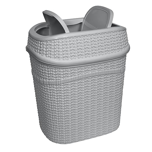 Bath Bliss 2 Pack Sailor Knot Swing Top Waste Bin | Dimensions: 11.22" x 8.27" x 12.6" | 9.5 Liter | Swing Top | Home Décor | Compact | Grey