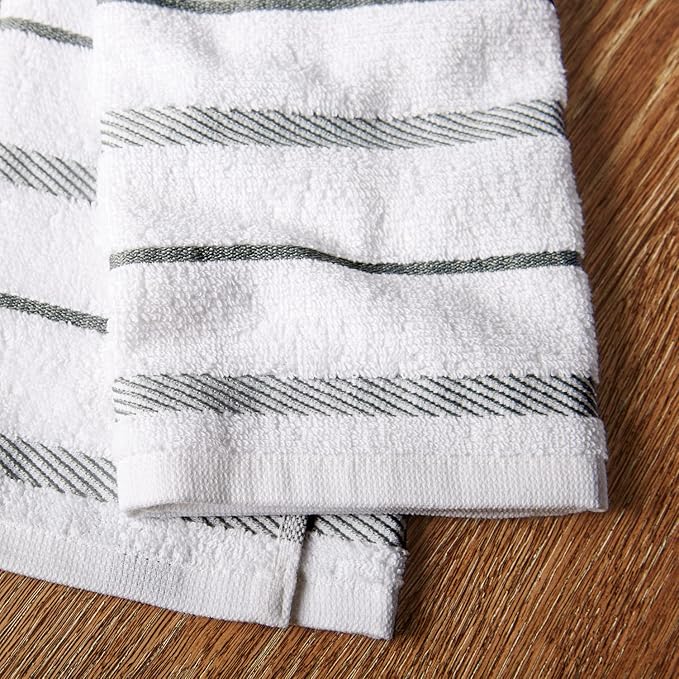 KitchenAid Albany Kitchen Towel Set,Grey/White,16"x26",4 Count (Pack of 2)