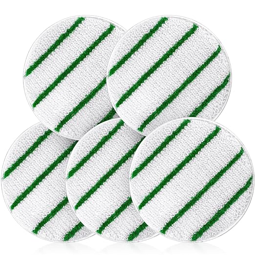 Tioncy 5 Pcs 19 Inches Synthetic Carpet Bonnet Scrubber Brush Carpet Bonnets Pads Commercial Grade Rug Scrubber Abrasion and Absorbency with Cleaning Strips