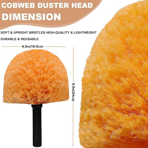 1 Pack Twist-On Cobweb Duster Head Brush – High Efficiency Spider Web Brush with Universal Joint for Outdoor & Indoor Web Cleaning – Fits Standard Acme Threaded Poles – Brush Head Only