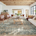 10x14 Extra Large Washable Area Rug, Soft Abstract Vintage Rug for Living Room, Bedroom, Office, Farmhouse, Low Pile Imitation Wool Non Slip Carpet Ideal for High-Traffic Areas, Moss