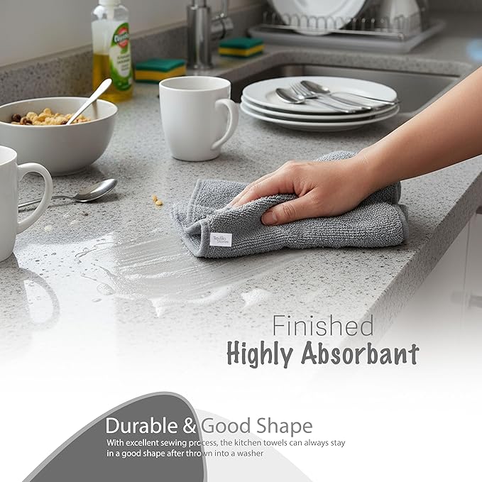 Basic Wash Cloths 12x12 Inches – Pack of 12 – Grey Color – Soft and Absorbent Multipurpose Cotton Washcloths for Bathroom, Spa, Gym, Salon, Hotel, and Everyday Use