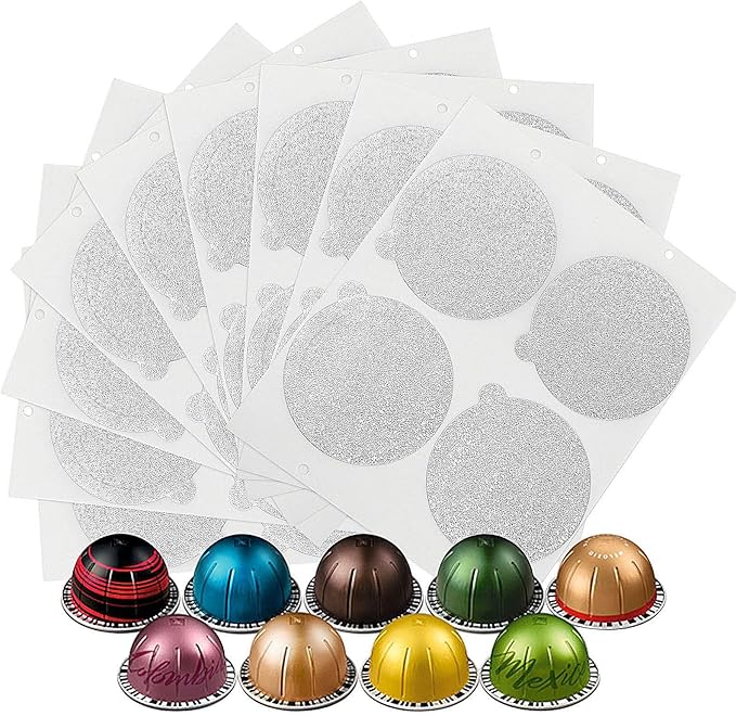 Clinuse Aluminum Foils Lids Seals for Nespresso Vertuo Pods, 100Pcs Reusable Nespresso Capsules Coffee Pods Cover Seals, Compatible with Nespresso Vertuoline Vertuo (61mm, Gray)