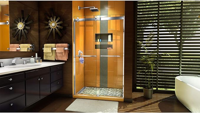 DreamLine Sapphire 44-48 in. W x 76 in. H Semi-Frameless Bypass Shower Door in Chrome, SHDR-6348762-01
