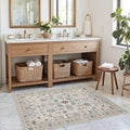 Door Mat Floral Entryway Rug, Washable Samll 2x3 Rug, Boho Front Door Mat, Non Slip Area Rugs, Low Pile Throw Accent Carpet for Indoor Entrance, Bathroom and Kitchen(Grey 2x3ft)