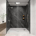 KPUY Frameless Shower Door, 61-66" W x 76" H Sliding Glass Shower Door, 1/4" (6mm) Thick Tempered Clear Glass with Explosion-Proof Film Nano Coating, Stainless Steel Hardware, Brushed Nickel
