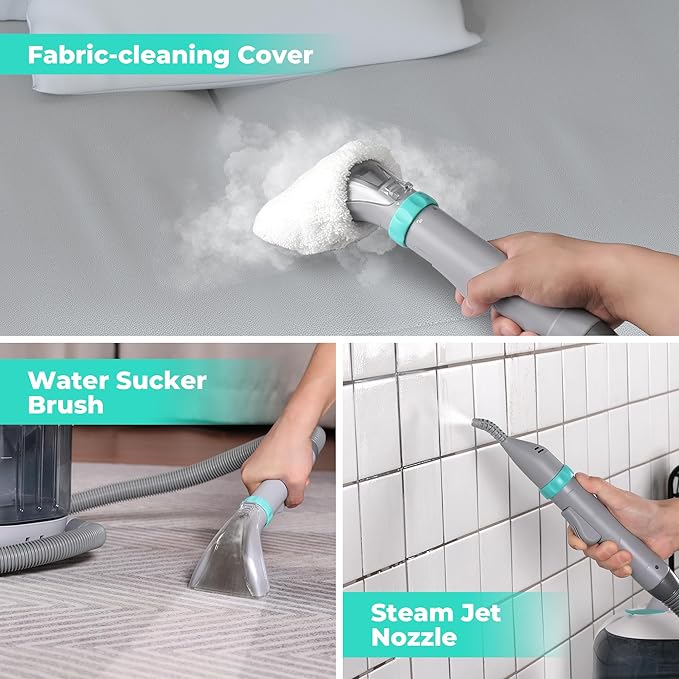 HAUSHOF Steam Portable Carpet and Upholstery Cleaner, Deep Couch Cleaner Machine with 3 Powerful Cleaning Modes for Pet Stains, Sofa, Rug, Mattress, Car Seat and Curtain, Spot & Stain Cleaner Included