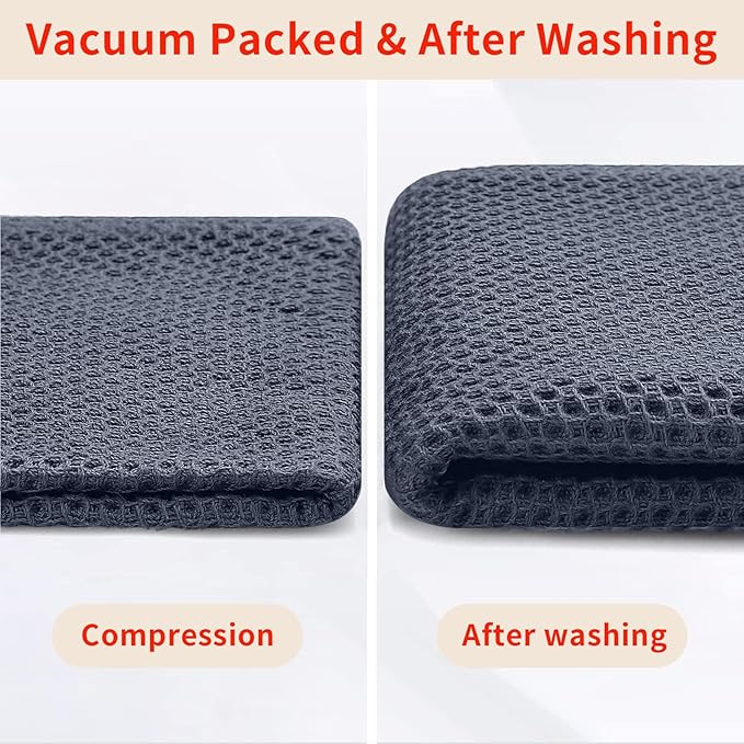 Homaxy 100% Cotton Waffle Weave Kitchen Dish Cloths, 7-Pack Ultra Soft Absorbent Dish Towels, Quick Drying Dish Rags, 12 x 12 Inches, Dark Grey