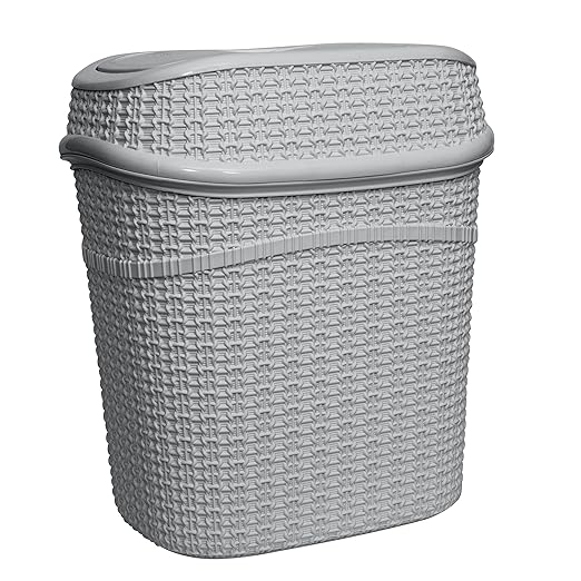 Bath Bliss 2 Pack Sailor Knot Swing Top Waste Bin | Dimensions: 11.22" x 8.27" x 12.6" | 9.5 Liter | Swing Top | Home Décor | Compact | Grey