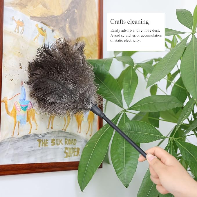 Ostrich Feather Duster 15Inch Natural Fluffy Handheld Feather Dusters for Cleaning Keyboard Home Car Office (8PCS)