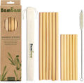 Bambaw Bamboo Straws Reusable With Cleaner Brush & Pouch, Eco-Friendly Dishwasher Safe, Pack of 12 - 5.9'' & 8.7''
