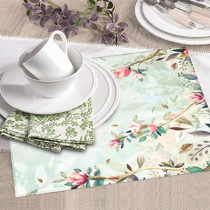 Hummingbird Flowers Dish Drying Mat 16x18 Inch, Microfiber Absorbent Fast Dry Mat Large Dish Mat Drying Kitchen Mat, Kitchen Drying Pad for Kitchen Counter Coffee Bar Decor Gifts