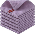 Kitinjoy 100% Cotton Kitchen Dish Cloths (12 X 12 Inches, Lavender), 6 Pack Waffle Weave Ultra Soft Absorbent Dish Towels for Drying Dishes Quick Drying Kitchen Towels Dish Rags