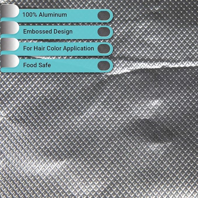 ForPro Professional Collection Embossed Foil Sheets 1200S, Aluminum Foil, Pop-Up Dispenser, for Hair Color Application and Highlighting Services, Food Safe, 12” W x 10.75” L, 500-Count