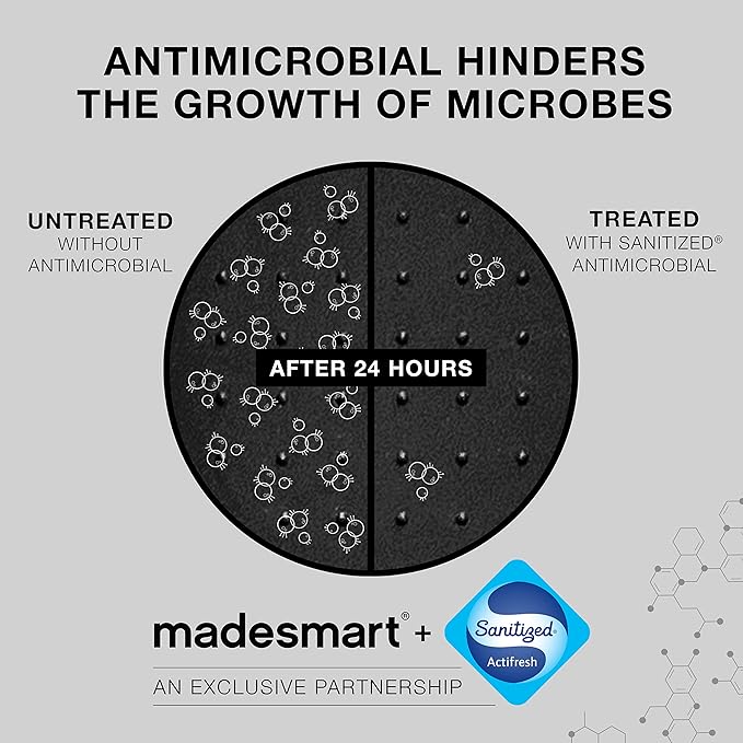 madesmart Small Soft Grip Under Sink Bathroom Storage, Multi-Purpose Home Organization, EPA Certified, Premium Antimicrobial Carbon (Pack of 2)
