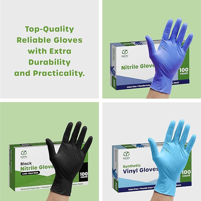 GUSTO Disposable Vinyl Gloves – Clear, Latex-Free, Powder-Free, BPA-Free – Safe for Food Handling, Cooking & Cleaning