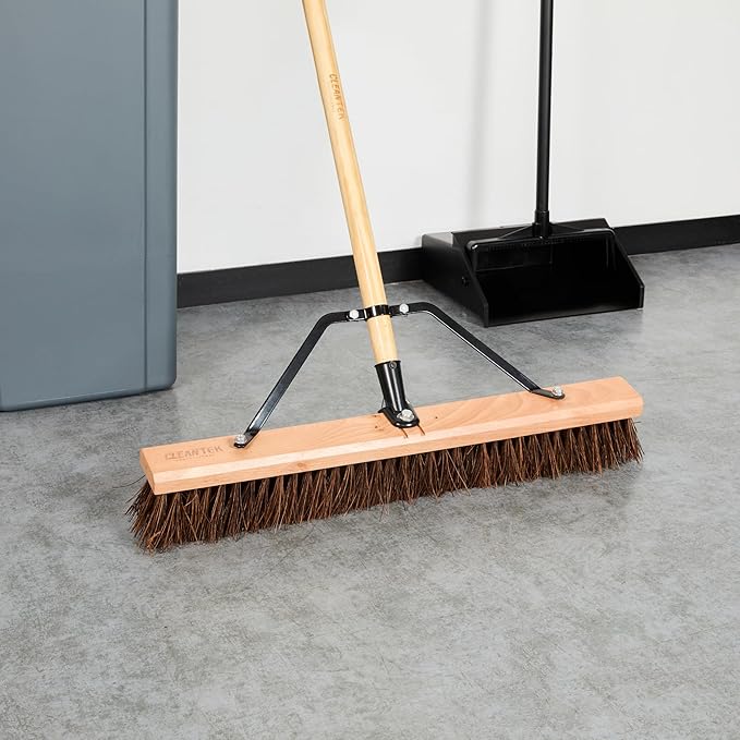 Restaurantware-BROOM HEAD ONLY: Clean Tek Professional 24-Inch Indoor Broom Head, 1 Heavy-Duty Push Cleaning Tool - Handle And Brace Sold Separately, Palmyra Bristles, Wooden, Outdoor Use