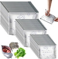 30PCS Reusable Aluminum Foil Sealable Storage Bags, 2025 New Resealable Vacuum Zipper Pouches for Food, Stand Up Foil Sealable Bags with Label and Zip Lock for Vegetable Fruit Meat (3 Size)