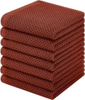 Homaxy 100% Cotton Waffle Weave Kitchen Dish Cloths, 7-Pack Ultra Soft Absorbent Dish Towels, Quick Drying Dish Rags, 12 x 12 Inches, Rust