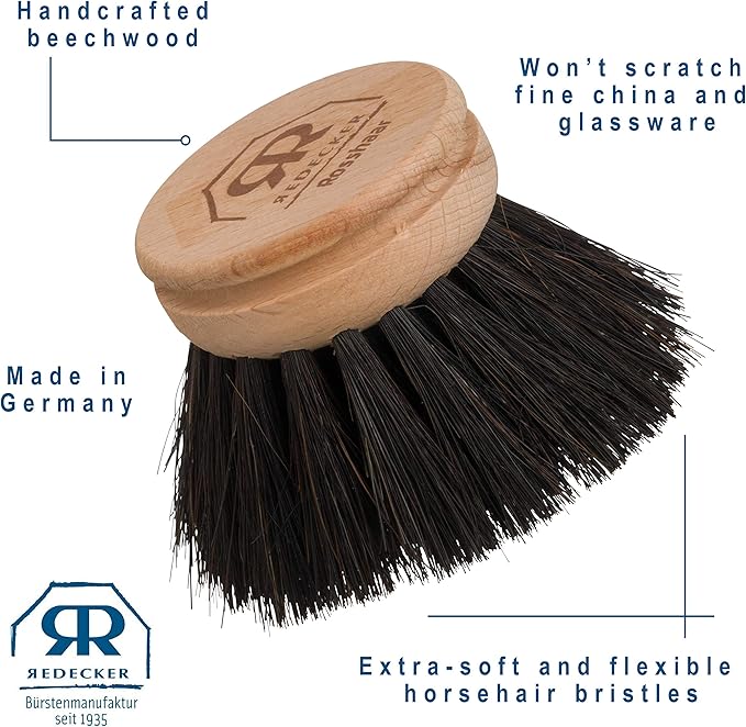 Redecker Horsehair Replacement Head Made with Untreated Beechwood, 1-5/8-Inches