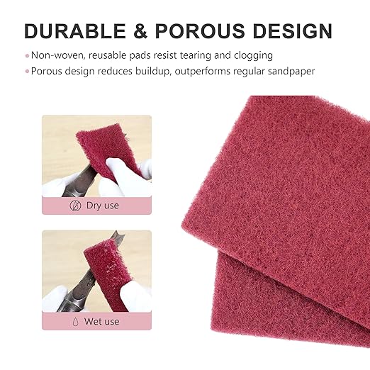6" x 9" Scuff Pad Maroon 16 Pack - Scuffing, Scouring, Sanding, Paint Primer Prep Adhesion Scratch - Surface Preparation Automotive Car Auto Body Woodworking 7447