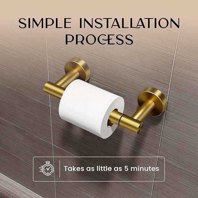 Day Moon Designs Toilet Paper Holder with Shelf - Flushable Wipes Dispenser & Storage Fits Any Bathroom, Keep Your Wet Wipes Hidden - Stainless Steel Wall Mount Bathroom Organizer - Gold, Small