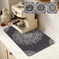 Yamaziot Boho Coffee Mat 12"x20", Floral Dish Drying Mat for Kitchen Counter, Non Slip Coffee Bar Accessories Espresso Machine Dish Rack