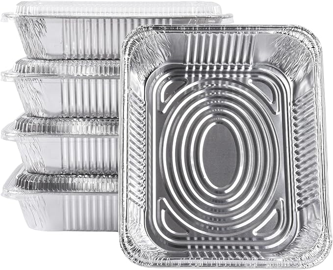 9x13 Inch Disposable Aluminum Pans with Clear Lids(10 Pack)Half Size Tin Foil Pans with Lids,Food Containers Disposable Baking Pans For Cooking, Meal Prep, Roasting, Chafing, Steam Table, Storage