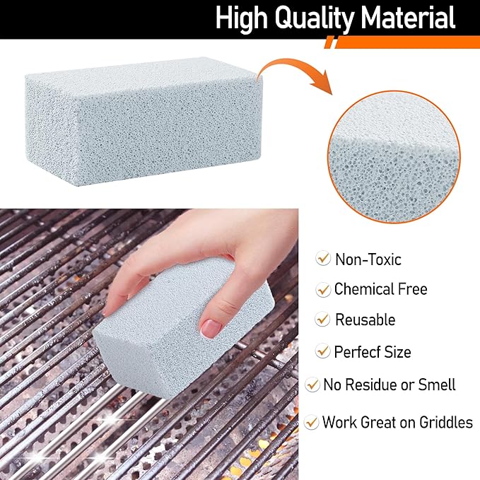 Heavy Duty Grill Cleaner, Grill Cleaning Bricks, Pumice Griddle Cleaning Stone Removing Stains for BBQ, Swimming Pool, Sink(8 Pack)