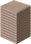 Kitinjoy 100% Cotton Kitchen Dish Cloths (12 X 12 Inches, Tan), 12 Pack Waffle Weave Ultra Soft Absorbent Dish Towels for Drying Dishes Quick Drying Kitchen Towels Dish Rags