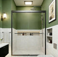 50-54" W x 70" H Semi-Frameless Double Sliding Shower Door, Bypass Shower Door with 1/4" (6mm) SGCC Tempered Glass, Matte Black Finish