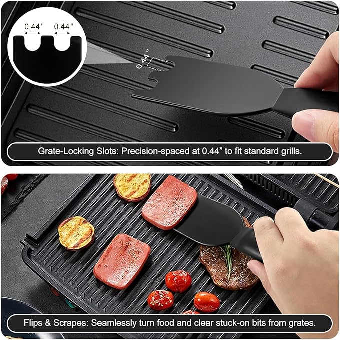 4-Pack Cleaning Sponge 12207 and 2-Pack Grill Scraper for George Foreman Grill, Kitchen Sponges and Scraper Compatible with Most Other Indoor & Outdoor Grills with Grooves and Sandwich Makers