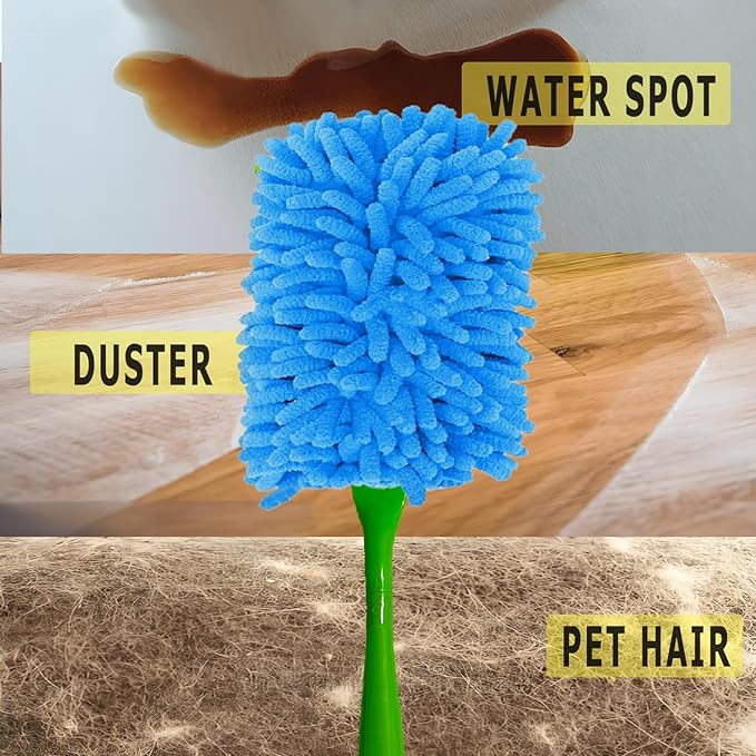 4Pack Reusable Duster Compatible with Swiffer Hand Duster Refill Microfiber 360 Heavy Duty Dusters Refills Washable Duster Pads for Cleaning Ceiling Fan Window(Handle is Not Included) (4Pack Blue1)