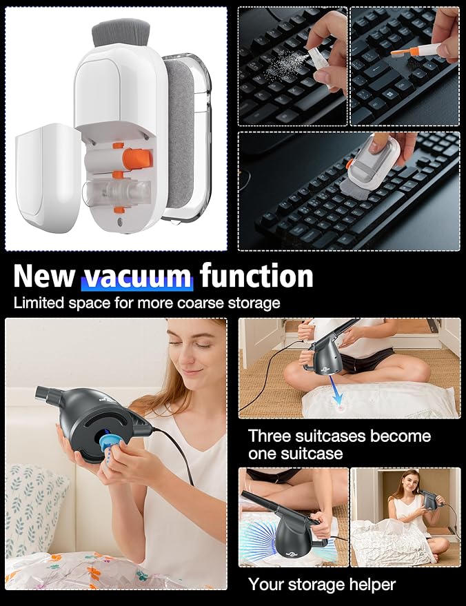 SIN SHINE - Compressed Air 4.0- Multi-Use Electric Air Duster for Cleaning Dust, Hairs, Crumbs, Scraps for Laptop, Computer, Replaces Compressed Air Cans & Canned Air (AD01-Silver)