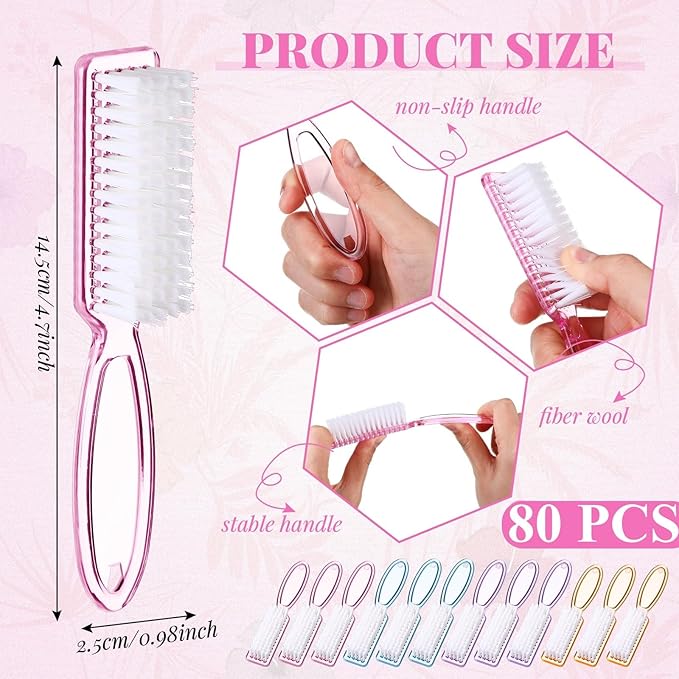 Patelai 48 Pcs Handle Grip Nail Brush Bulk Colorful Nail Scrubber Fingernail Brushes Hand Toes Cleaning Brushes Pedicure Scrubbing Tool for Men and Women, Multicolor Brush