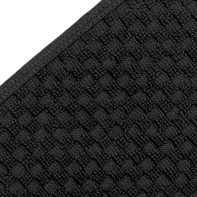 Wealuxe Super Absorbent Kitchen Towels 12 Pack - Premium 100% Cotton Kitchen Towels, 450GSM Thick Machine Washable Black Dish Towels for Kitchen Drying, Cleaning, Dobby Weave, Unmatched Quality