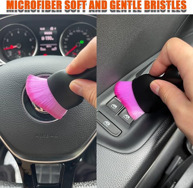 Car Interior Detailing Brush, Ultra Soft Non-Scratch Dust Brush, Car Interior Cleaning Tool for Cleaning Panels, Air Vent, Leather (Purple)