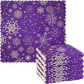 Dish Towels Kitchen Cleaning Cloths Winter Violet Purple With Gold Snowflakes Christmas Dish Cloths Super Absorbent Kitchen Towels Lint Free Bar Tea Soft Towel Kitchen Accessories Set of 6,11"x11"