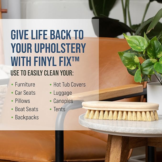 Vinyl & Leather Scrub Brush - Natural, Non-abrasive Tampico Bristles: Upholstery Cleaning, Boats, Canvas, Car Detailing, Couch Cleaner, Leather Car Seat Cleaner, Pet, Pig, Horse & Shoe Brush