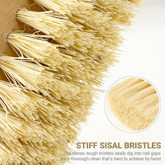 Wooden Nail Brush, Double-Sided Fingernail Scrub Brush for Cleaning Under Nails, Multi-Purpose Natural Wood Hand Scrubber for Dirt, Grease, and Daily Care 3 Pack (Natural)