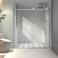 Favfurish 55"-60" W x 76" H Single Sliding Shower Door with Adjustable Soft Closing Design, Frameless Glass Shower Door with 5/16‘’(8mm) SGCC Tempered Clear Glass, Easy to Install, Brushed Nickel