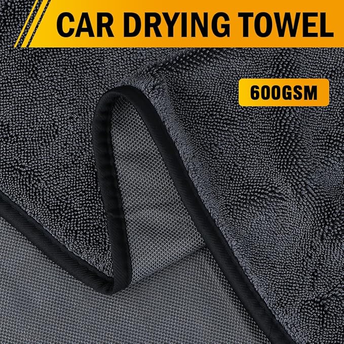 GLIMGLINT 3-Pack Microfiber Towels for Car (16"x16", 600GSM), Ultra Absorbent Cleaning Cloth, Non-Scratch & Streak-Free for Cars, Trucks, Motorcycles