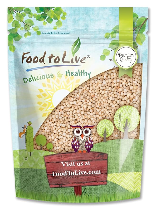 Food to Live Italian White Whole Grain Sorghum, 6 Pounds – Premium White Groats. Raw Milo Seeds. Vegan, Bulk Broom-corn. Durra is Great for Making Flour and Popped Jowar Dhani