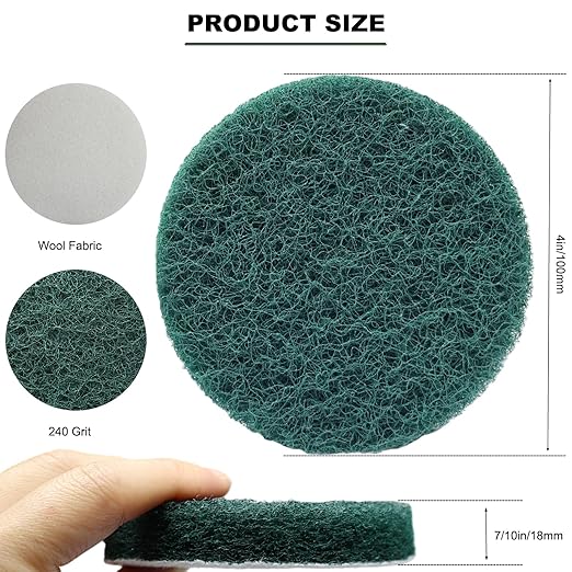 20 PCS 4 Inch 240 Grit Hoop and Loop Scrubber Scouring Pads Drill Scuffing Disc Flocking Scuff Pads, Conditioning Discs Polishing Pads for Furniture Automotive Cleaning, Rust Removal
