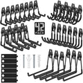42 Pack Garage Hooks Heavy Duty, Rust-Resistant Solid Steel Wall Mount Hangers for Hanging Ladders & Bikes, Non-Slip PVC Coating Tool Organizer, 5 Sizes U & J Shapes + 6 Straps