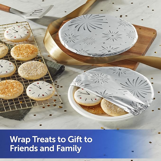 Reynolds Wrap Fun Foil with Festive Firework Pattern, Embossed Aluminum Foil Roll, Festive Embossed Foil for Covering Dishes for NYE Celebrations, 25 Sq. Ft.